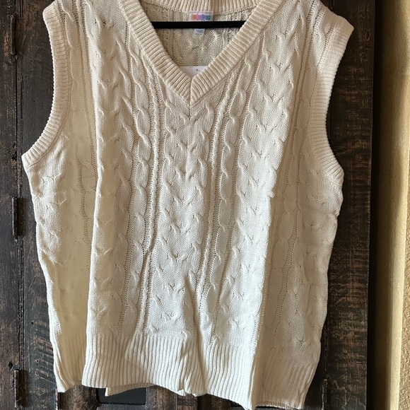 LuLaRoe Nadia Sweater V-Neck Vest sleeveless with rib binding on collar NWT XL - Picture 2 of 5